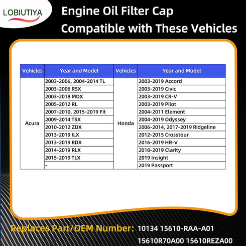80985 15610REZA00 Engine Oil Fill Cap Compatible with Acura and Honda Models, Fit For Acura RSX, Fit?Fit For Honda Accord Civic CR-V Pilot Element...