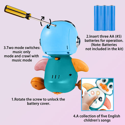 Crawling Penguin Baby Musical Toys, Baby Tummy Time Toys for Infant 0-3 0-6 6-12 12-18 Months Music Learning Crawl Interactive Development Toy wit...