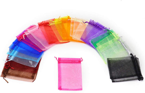 100pcs Drawstring Organza Jewelry Candy Pouch Party Wedding Favor Gift Bags (6x8, Mixed Color)...