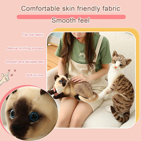 Siamese Cat Stuffed Animal, Shorthair Cat Realistic Plush Cat Stuffed Toys, Gift for Kids 12inches (B)...