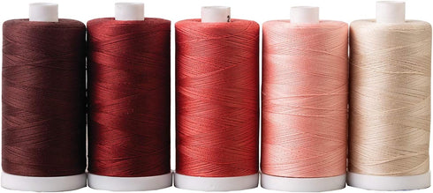 Connecting Threads 100% Cotton Thread Sets - 1200 Yard Spools (Set of 5 - Dusty Reds)...