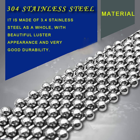 55ft Ball Bead Chain, 4.0mm Stainless Steel Ball Chain with 100 Pieces Connectors Clasps, Bulk Bead Chain Necklaces for Jewelry Making Supplies DI...