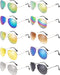 10 Pieces Classic Mirrored Flat Lens Sunglasses Lens Metal Frame Sunglasses for Men Women...