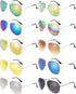 10 Pieces Classic Mirrored Flat Lens Sunglasses Lens Metal Frame Sunglasses for Men Women...