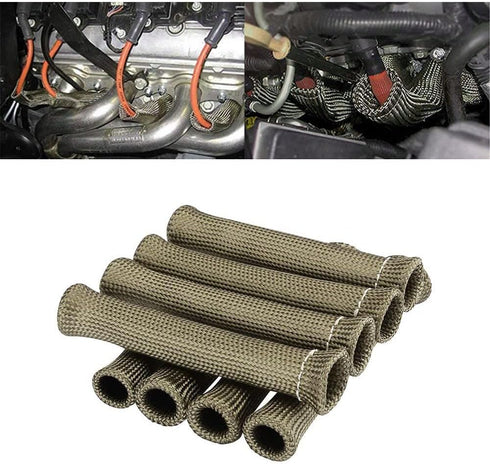 Spark Plug Wire Heat Shield 8pcs 2500° Spark Plug Heat Shield Sleeve Spark Plug Boot Protector Spark Plug Covers For LS1/LS2 (Titanium)...