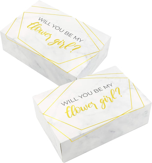 Pop Fizz Designs Flower Girl Proposal Box Set (2 Pack) | Marble Style...