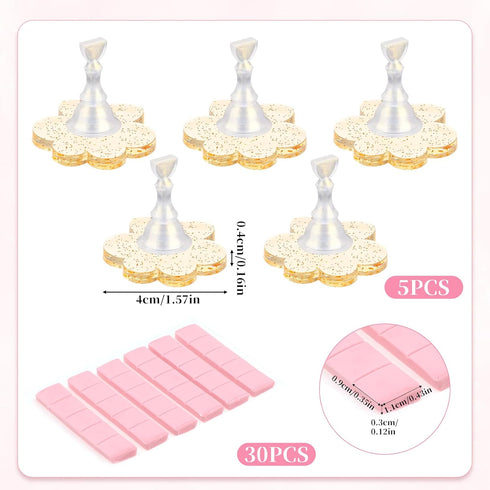 Prasacco Nail Stand for Press On, Nail Holder for Painting Nails Nails Display Practice Art Magnetic Nails Stand Acrylic Nail Art with 30 pcs Reus...