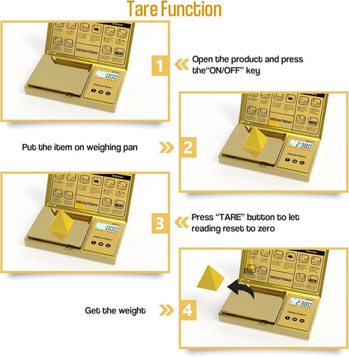 WEIGHTMAN Digital Scale Gram, 200g/0.01g Pocket Scale Gold Titanium Plating, LCD Backlit Display, Mini Jewelry Scale with 6 Units, Auto Off, Tare ...