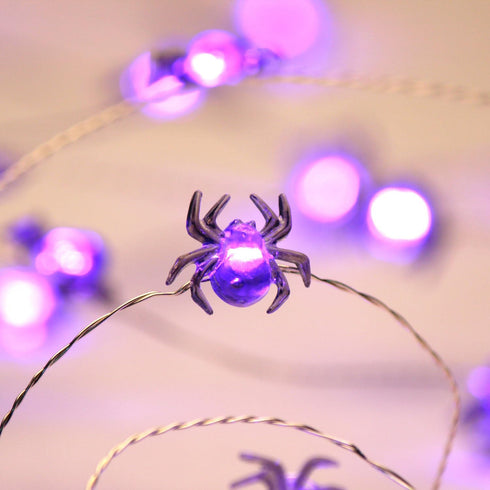 Impress Life Halloween Costume Party Spooky Spider String Lights, 10ft 40 LEDs Battery Operated with Dimmable, Flicker Remote for Porch, Trick or ...