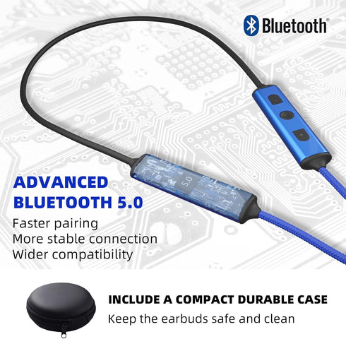 Ear Plugs Bluetooth Headphones for Work, Neckband Wireless Earbuds, Noise Reduction in-Ear Earphones with Mic and Controls, Waterproof Earbuds wit...