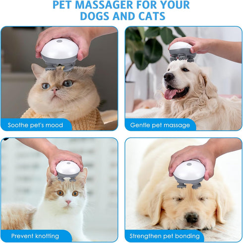 Newest Handheld Cat Massager Dog Massager, Electric Pet Massager for Dogs and Cats, with 4 Massage Heads, Cat Head and Back Scratcher for Relievin...