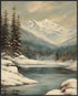 Posterizer 1 pcs-snowy winter nature scene with a lake-3-Landscape & Nature Art-GIft for Men Women Teens-Living Room Bedroom Decor- unframed wall ...