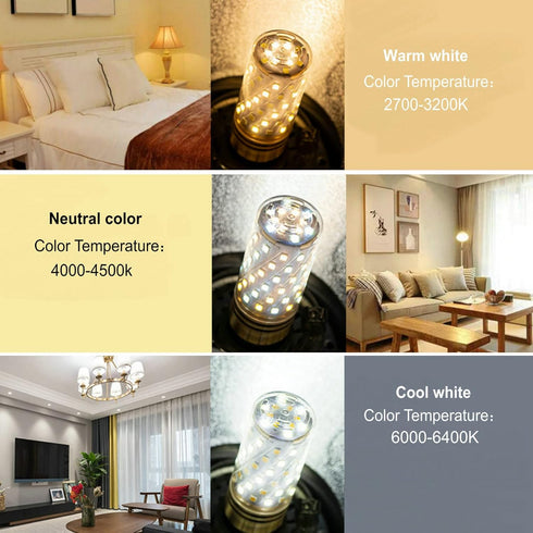Smart Led Corn Light-Bulb with Remote-Control E14 9W Light Bulbs Adjustable Color Temperature (Warm/Cool) and Brightness, 2 Pack (2 Bulbs + 1 Remo...