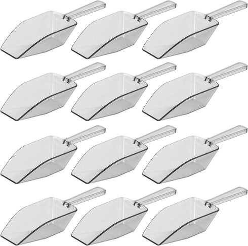 Clear Plastic Acrylic Scoops 12 Pcs | 6.5” Medium Kitchen Scoop | Wedding Desserts | Candy Buffet, Ice Cream, Protein Powders, Coffee, Tea, Flour ...