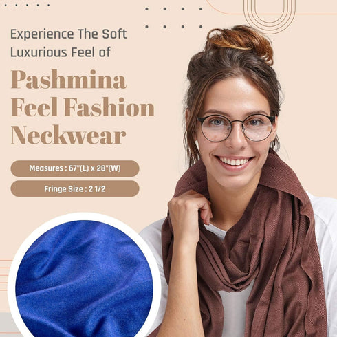 Plum Feathers Premium Solid Color and Metallic Fashion Scarf, Womens Pashmina Shawl Wrap with Fringes...