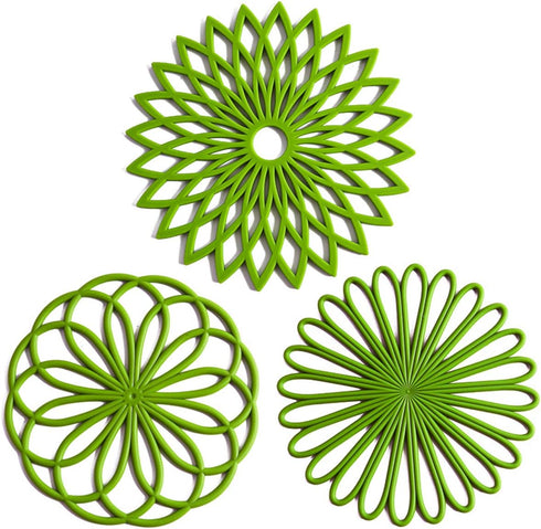Set of 3 Silicone Trivet Mat - Hot Pot Holder Hot Pads for Table & Countertop - Trivet for Hot Dishes - Non-Slip & Heat Resistant Modern Kitchen H...