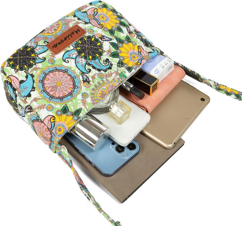 Malirona Women 's Durable Small Floral Crossbody Bag Canvas Messenger Handbag Multi Pocket Travel Satchel Purse...