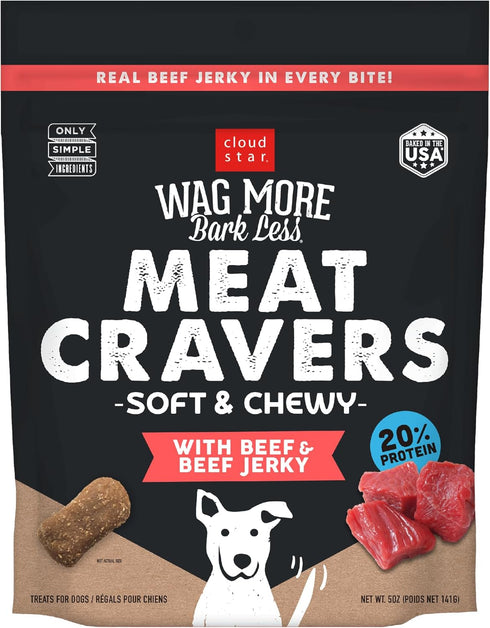 Cloud Star Wag More Bark Less Meat Cravers Soft Chews Dog Treats, Beef 5 oz. Bag...