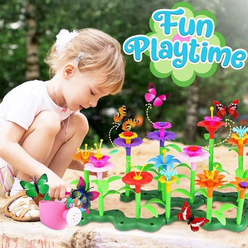 FUNZBO Flower Garden Building Toys - STEM Toy Gardening Gift for Kids, Toddler Girls Toys, Sorting and Stacking Toys, Kids Crafts, Toddler Toy Gif...