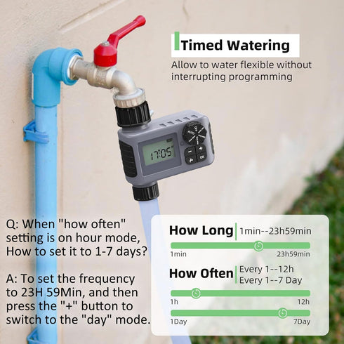 Sprinkler Timer, Programmable Water Timer for Garden Hose with Rain Delay/Child Lock/Manual/Automatic Watering System, Waterproof Digital Irrigati...