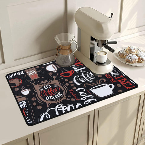 SHACOS Coffee Mat 2pcs 12x19 Inch Coffee Bar Mats Absorbent Non Slip Rubber Coffee Maker Mat for Countertop Coffee Bar Accessories Espresso Coffee...