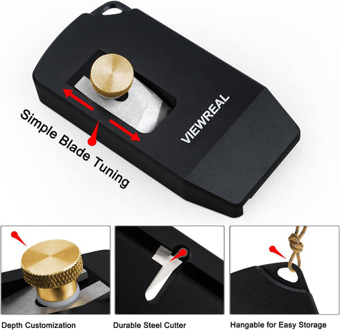 Adjustable Edge Banding Trimmer with High-Speed Steel Blade,Durable Aluminum Alloy Hand Planer for PVC, ABS, Melamine, Wood Veneer – Compact Woodw...