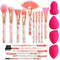 DUAIU Professional Makeup Brushes Set 16PCS Marble Handle with 4PCs Sponge Blenders Foundation Brushes Eyeshadow Brush Lip Brush Silicone Face Mas...