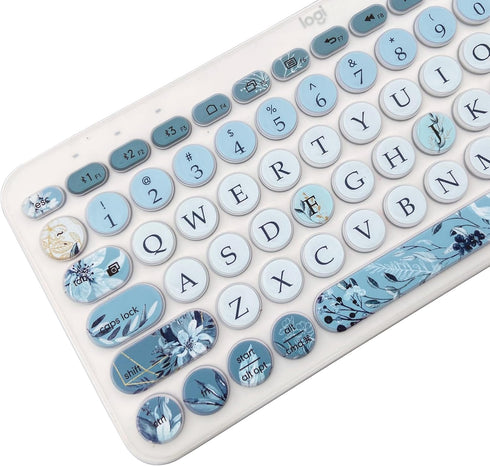 Silicone Keyboard Cover Skin for Logitech K380/Pebble Keys 2 K380s Multi-Device Bluetooth Keyboard, Gray Blue Flowers...