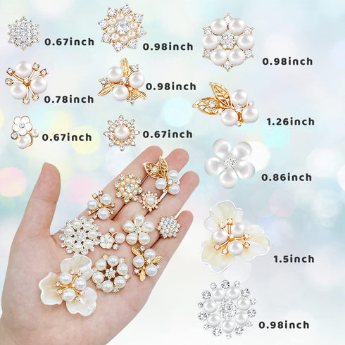 60 Pieces Rhinestone Buttons,Faux Pearl Embellishments Buttons,Flat Back Flower Rhinestone Buttons for Crafts,Jewelry Making,DIY Wedding Decoratio...