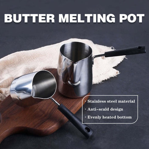 Butter Coffee Milk Warmer Mini Butter Melting Pot Turkish Coffee Warmer and Butter Melting Pot, Stainless Steel, 20-Ounce Capacity (600ML)...