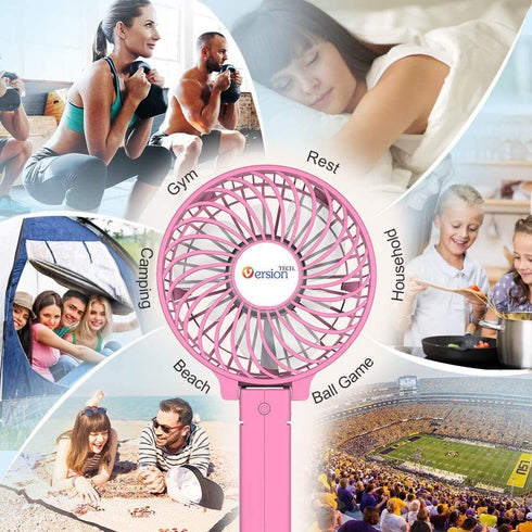 VersionTECH. Mini Handheld Fan, USB Desk Fan, Small Personal Portable Table Fan with USB Rechargeable Battery Operated Cooling Folding Electric Fa...