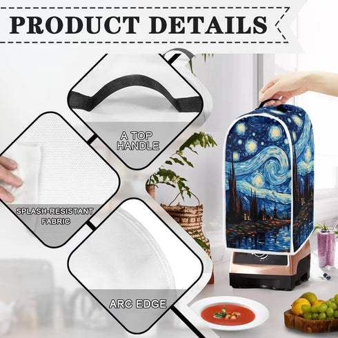 Blender Cover Dust Cover Starry Night Food Processor Cover with Top Handle Small Kitchen Appliance Covers Anti Fingerprint Coffee Maker Cover Kitc...