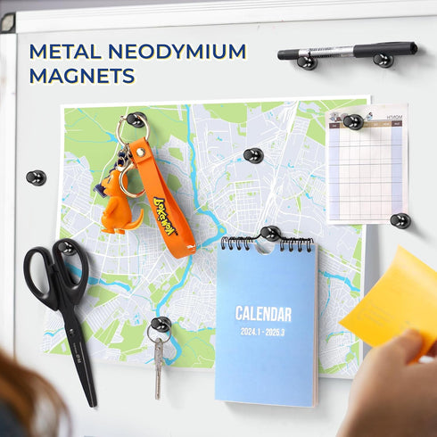 VNDUEEY 20Pcs Strong Fridge Magnets, Black Refrigerator Magnets, Magnetic Push Pin, Strong Whiteboard Magnets for Locker, Map, Kitchen, Office, Sc...