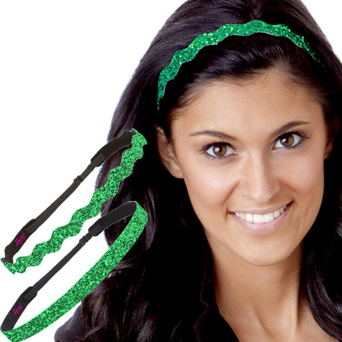 Hipsy Irish Green Headband St Patricks Day Accessories Clover Headband Gift Packs (Skinny & Wave Bling 2pk)...