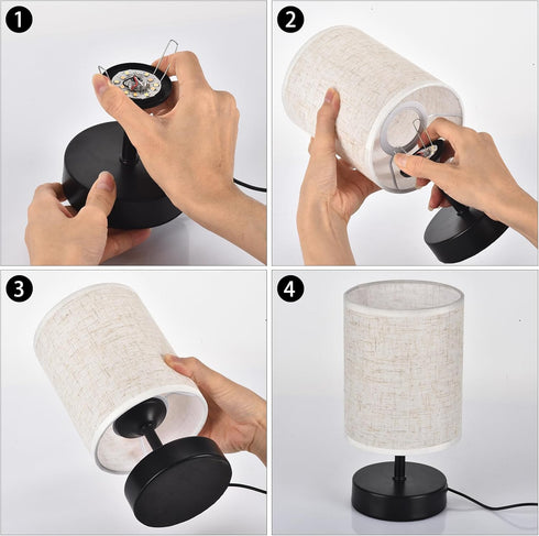 Bedside Table Lamp for Bedroom, Nightstand with Fabric Shade, Night Lamp, Small Table Lamp, 3 Colors and 10 Brightness Adjustable LED Desk Lamps f...