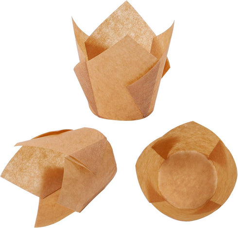Ruisita 150 Pieces Mini Baking Cups Tulip Baking Cups Cupcake Liners Muffin Liners for Wedding, Birthday, Christmas, Baby Shower Parties (Natural)...