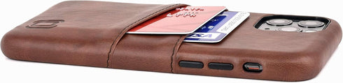 Dockem Wallet Case for iPhone 11 Pro: Built-in Metal Plate for Magnetic Mounting & 2 Credit Card Holder Slots (5.8" Exec M2, Synthetic Leather, Br...