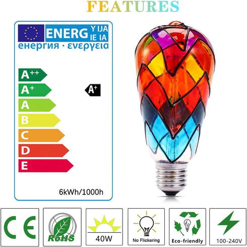 I-SHUNFA Edison Glass LED Light Bulb,6 Watts Heatless E26 ST64/A19 LED Light Bulbs for Home Party,Recreation Room,Balcony,Garden,Christmas Decorat...