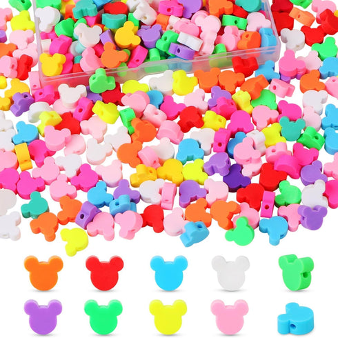 120 Pcs Mouse Head Beads for Jewelry Making, Cute Mouse Polymer Clay Beads Bulk with Box, 10mm Mouse Head Beads Loose Spacer Beads for DIY Crafts ...