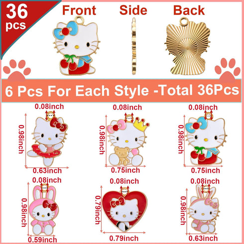 Anjulery 36 Pieces Enamel Cat Charms for Jewelry Making - Cute Kitty Charm for Bracelets Necklaces Earrings Pendants Crafts (36Pcs K6B)...
