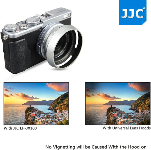 JJC Metal Lens Hood Shade Protector with 49mm Filter Adapter Ring for Fujifilm Fuji X100VI X100V X100F X100T X100S X100 X70 replaces Fujifilm LH-X...