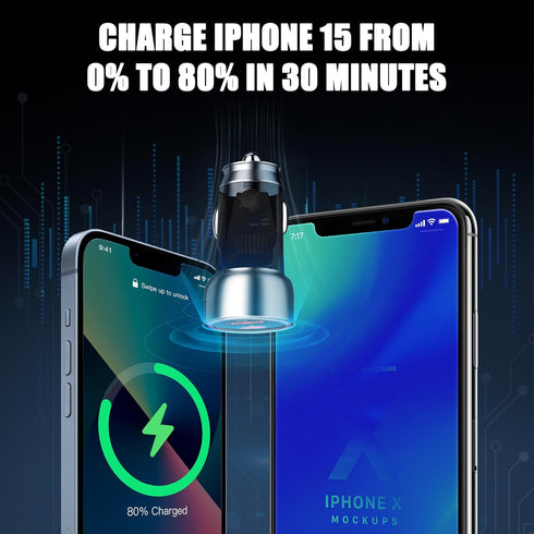 USB C Car Charger,PD30W & OC3.0 Fast Charging Cigarette Lighter,Mini Cigarette Lighter Adapter for iPhone 15/14/13/12 Pro Max XR,iPad,Samsung,Pixe...