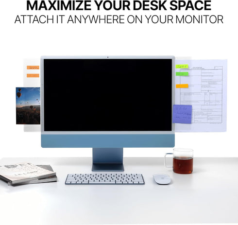Monitor Memo Board 2Pcs - Flexible Clear PET Computer Screen Sticky Note Holder - Side Panel Message Organizer - Versatile Office Desk Accessories...