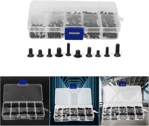 Carbon Steel Flat Head Machine, Screw Bolt Assortment Sets Nails, Screws Fasteners Screw Hardware Tool Cross Black Carbon Steel Electronics Indust...