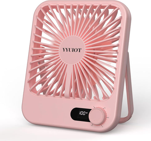 Desk Fan Battery Operated, USB Rechargeable Fan, 2400 mAh 180° Quiet Personal Fan With Power Display, 100 Speeds Adjustable Table Fan for Desktop,...