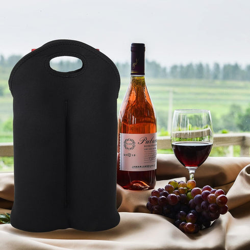 vzaahu Wine Bottles Carrier Bag Neoprene Wine Tote Holder Insulated Cooler Protector Sleeve for Christmas Gift, Wedding, Birthday, Travel, Picnic,...
