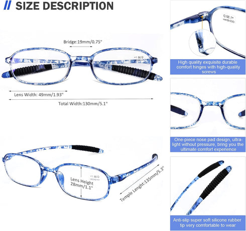 AQWANO 4 Pack Computer Reading Glasses Blue Light Blocking Lightweight TR90 Flexible Frame UV Protection Readers for Women Men +2.5...