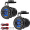 12V USB C Car Charger Socket 2 Pack: Dual Quick Charge 3.0 & PD USB C Car USB Ports 12 Volt USB Outlet with Voltmeter and Power Switch DIY Car Soc...