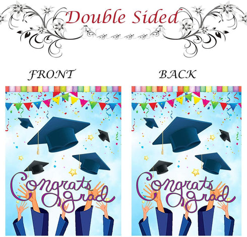 Wamika Congrats Grad Graduation Cap Confetti Double Sided Garden Yard Flag 12" x 18", Celebrate Graduation Season Summer Holiday Decorative Garden...