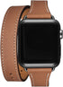 Bestig Bands Compatible with Apple Watch Band 40mm 41mm 38mm 42mm(Series 10) Women Men, Genuine Leather Double Tour Designed Slim Thin Strap for i...